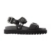 Acne Studios Debossed Leather Platform Sandals In Black