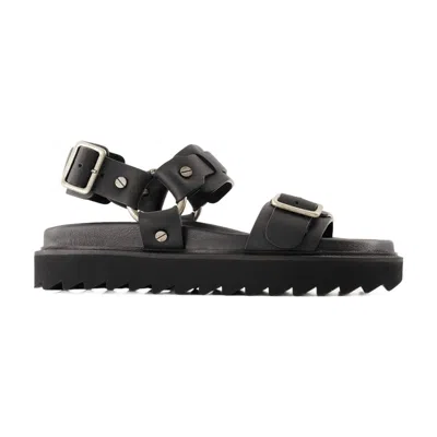 Acne Studios 30mm Leather Buckle Strap Sandals In Black