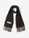 Acne Studios Womens Black Brand-appliqué Wool-blend Scarf In Parche Logo En El Frontal