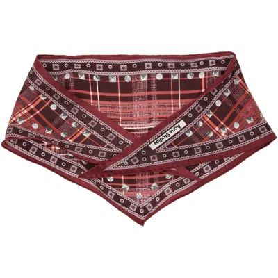 Acne Studios Burgundy Check Silk Scarf In Br2 Burgundy/brown