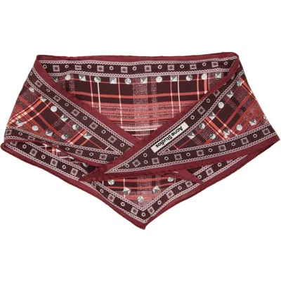 Acne Studios Burgundy Check Silk Scarf In Br2 Burgundy/brown