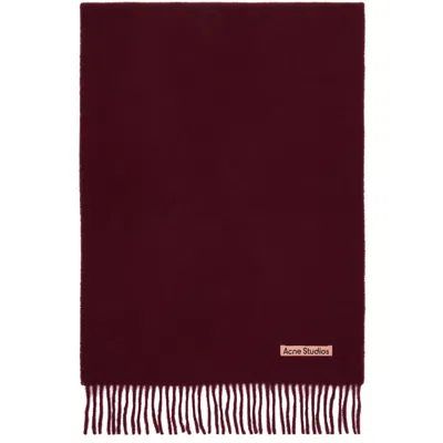 Acne Studios Burgundy Fringed Wool Scarf In Af6 Burgundy Melange