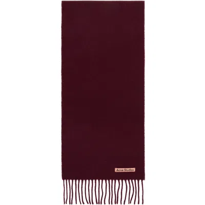 Acne Studios Burgundy Fringed Wool Scarf In Af6 Burgundy Melange