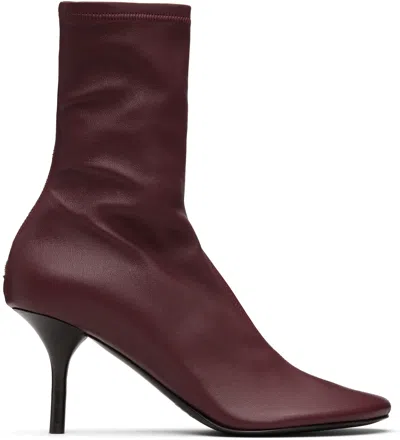Acne Studios Burgundy Leather Ankle Boots
