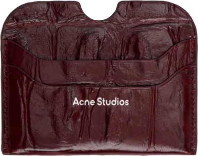 Acne Studios Burgundy Leather Card Holder