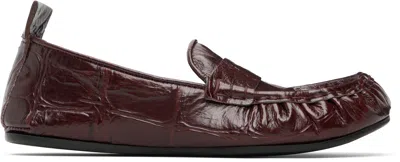Acne Studios Burgundy Leather Saddle Loafers