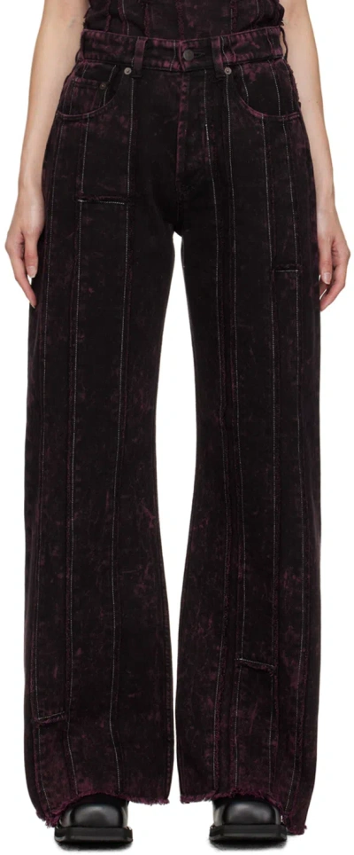 Acne Studios Burgundy Loose Fit Jeans In Black,wine Red