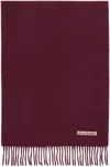 Acne Studios Burgundy Narrow Fringe Wool Scarf In Red