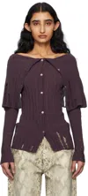 Acne Studios Burgundy Rib-knit Cardigan In Bpw Dark Burgundy
