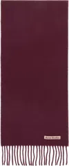 Acne Studios Burgundy Narrow Fringe Wool Scarf In Burgundy