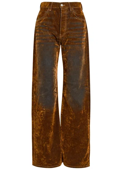 Acne Studios Burnout Straight-leg Canvas Trousers In Brown