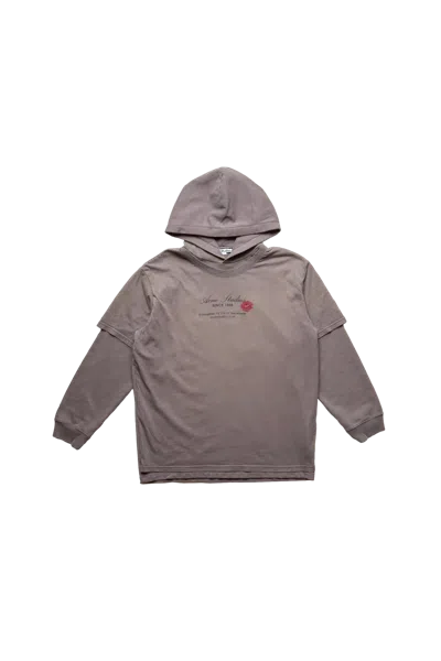 Acne Studios Business Card Layered Hoodie Grey In Gray