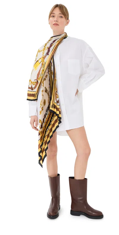 Acne Studios Button Down Dress With Scarf White/gold In Multi