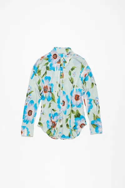 Acne Studios Button-up Printed Shirt In Multi Blue