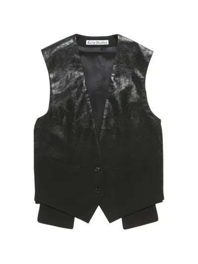 Acne Studios Button V-neck Waistcoat In Black