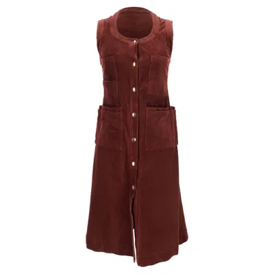 Acne Studios Button-down Sleeveless Midi Dress In Burgundy Corduroy