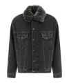 Acne Studios Lined Denim Jacket With Faux-fur Collar Jackets Black In Black