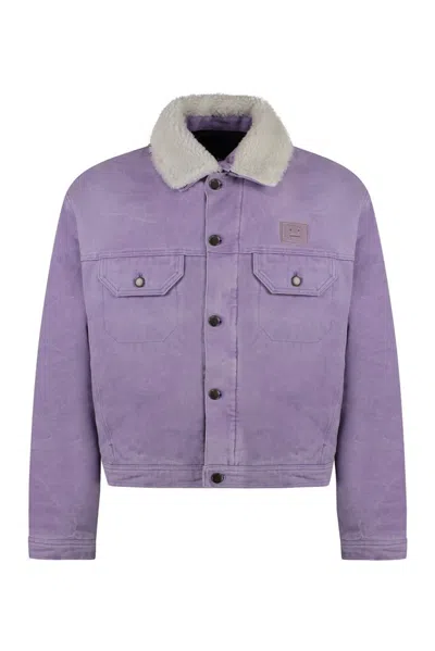 Acne Studios Buttoned Denim Jacket In Purple