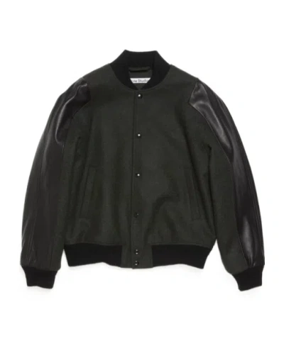 Acne Studios Buttoned Long-sleeved Bomber Jacket In Black
