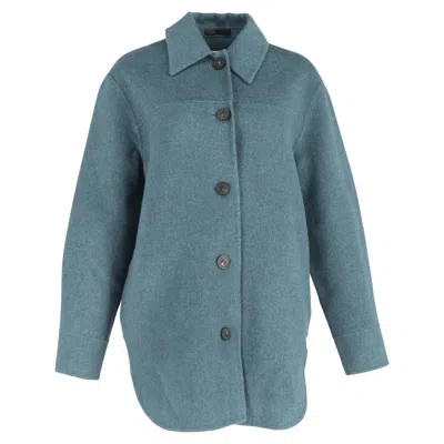 Acne Studios Buttoned Overshirt Jacket In Blue Wool