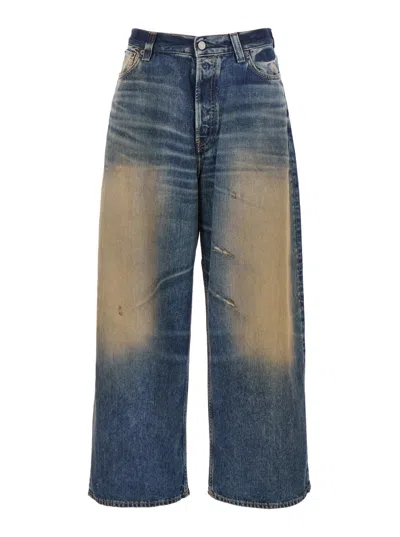 ACNE STUDIOS ACNE STUDIOS WOMEN '2023 U ROCK' BLUE JEANS WITH LOGO PATCH ON THE REAR AND FADED DESIGN IN DENIM WO