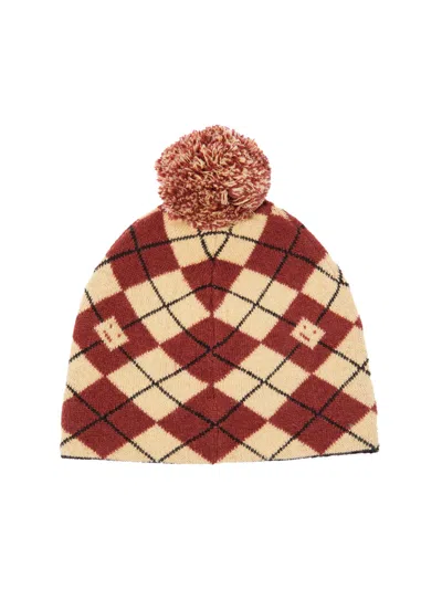 Acne Studios Argyle Face Wool Blend Beanie In Beige