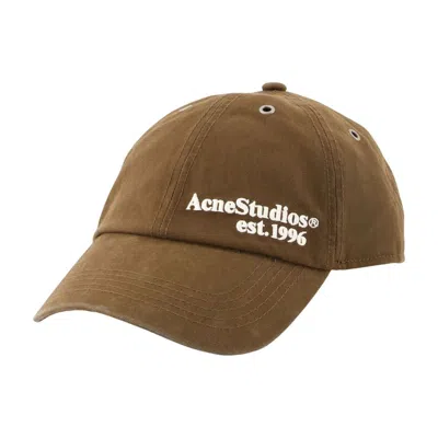 Acne Studios C40474-700 Logo-embroidered Cotton Baseball Cap In Brown