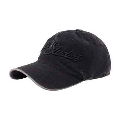 Acne Studios C40475-900 Cotton Logo Baseball Cap In Black