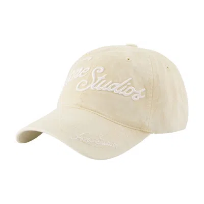 Acne Studios C40475-ae6 Embroidered Logo Cotton Baseball Cap In Beige