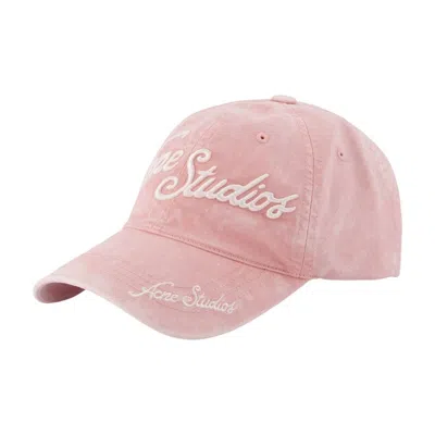 Acne Studios C40475-coa Embroidered Logo Cotton Baseball Cap In Pink