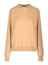 Acne Studios Face Logo Patch Crewneck Sweater In Nude