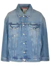 Acne Studios Blue Distressed Denim Jacket In Blue