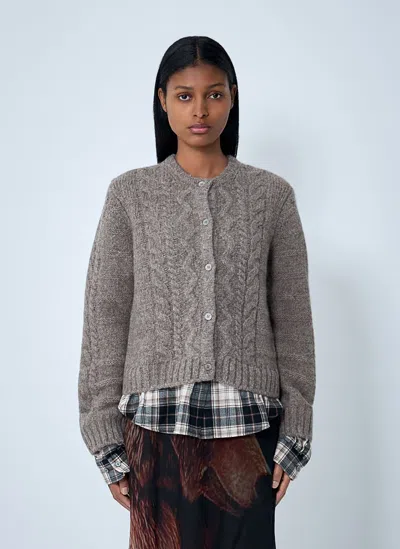 Acne Studios Cable Knit Cardigan In Sand