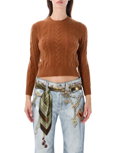 Acne Studios Cable-knit Cashmere Sweater In Brown