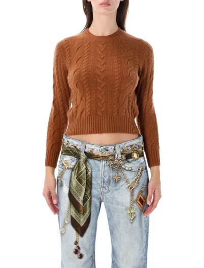 Acne Studios Cable-knit Cashmere Sweater In Mid Brown