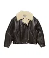 Acne Studios Calf Leather And Shearling Flight Jacket In Black