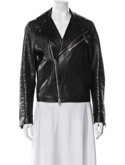 Pre-owned Acne Studios Calf Leather Biker Jacket In Black