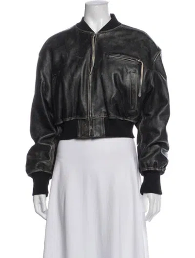 Pre-owned Acne Studios Calf Leather Bomber Jacket In Black