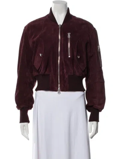 Pre-owned Acne Studios Calf Leather Bomber Jacket In Purple
