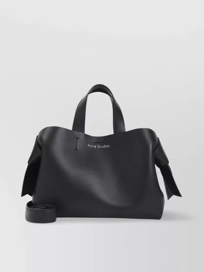 Acne Studios Calf Leather Handbag With Handle And Knot In Black