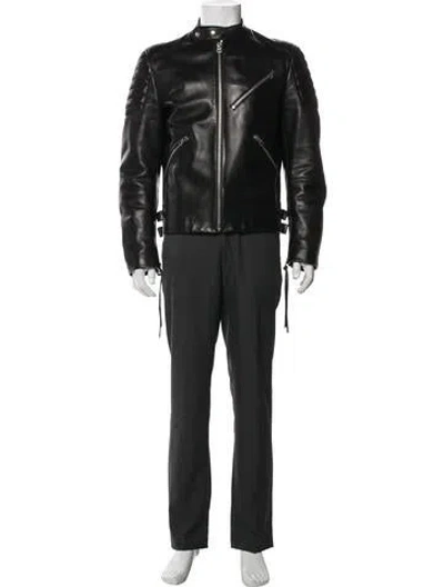 Pre-owned Acne Studios Calf Leather Moto Jacket In Black