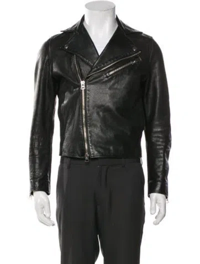 Pre-owned Acne Studios Calf Leather Moto Jacket In Green