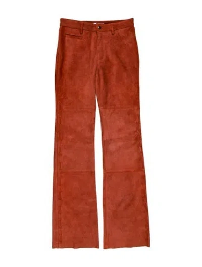 Pre-owned Acne Studios Calf Leather Wide Leg Pants In Orange