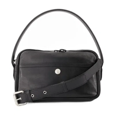 Acne Studios Calfskin Leather Shoulder Bag In Black