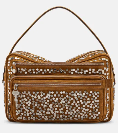 Acne Studios Camero Camera Large Suede Shoulder Bag In Brown