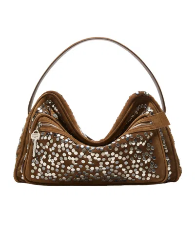 Acne Studios Camero Stud-embellished Leather Shoulder Bag In Pink