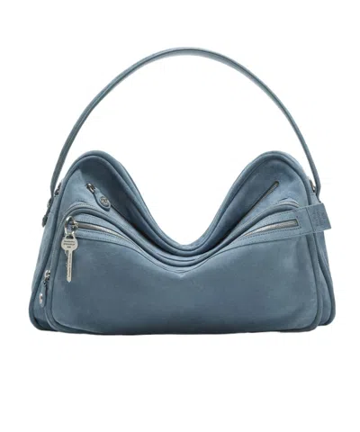 Acne Studios Camero Camera Suede Bag In Blue