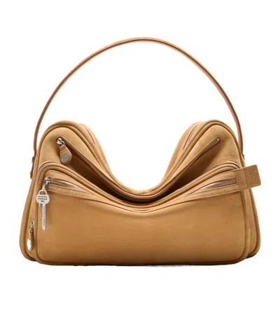 Acne Studios Camero Camera Suede Leather Shoulder Bag In Brown