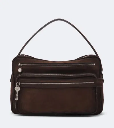 Acne Studios Camero Camera Suede Shoulder Bag In Brown