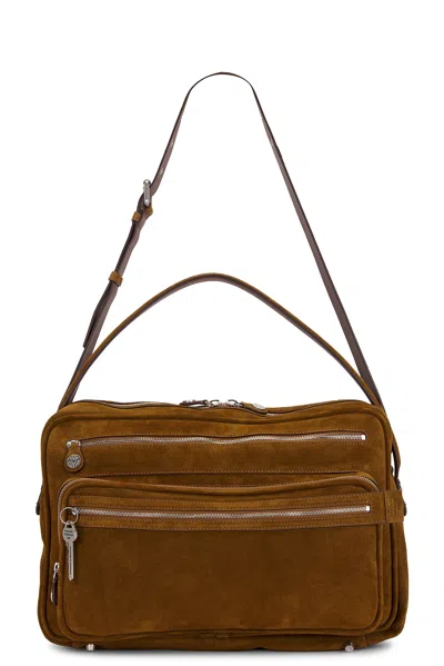 Acne Studios Camero Camera Suede V Bag In Brown